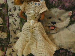 barbie blonde crochet dress back